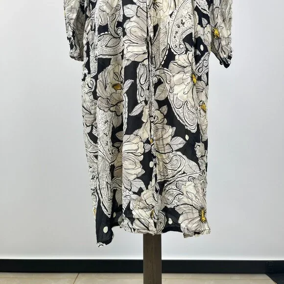 NWOT JOHNNY WAS Biya Silk Long Sleeves Floral Midi Dress Boho Chic Sz S - Picture 4 of 12